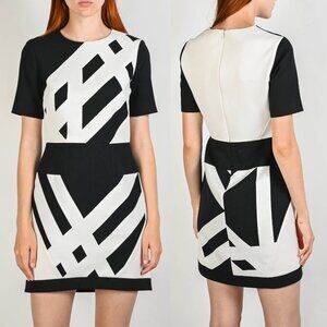 Tibi NWT Black and White "Transit" Geometric Mini Sheath Dress | Size 0